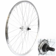 Kerék 26"/559mm/ első, duplafalú ezüst abroncs + ipari csapágyas agy