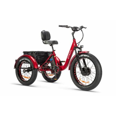 Z-TECH ZT-80A Lithium, 20'' x 4.0, 48V13AH  FAT-bike 6.0 piros 3 kerekű elektromos jármű